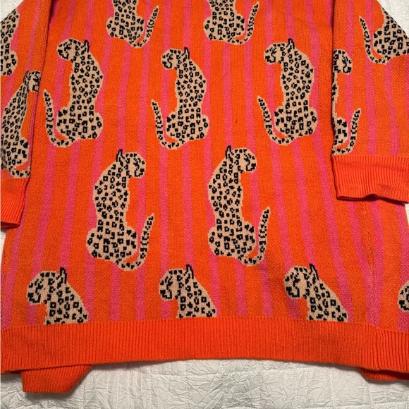 Moon Ryder XL Orange Leopard Print Women's Sweater - Picture 4 of 4